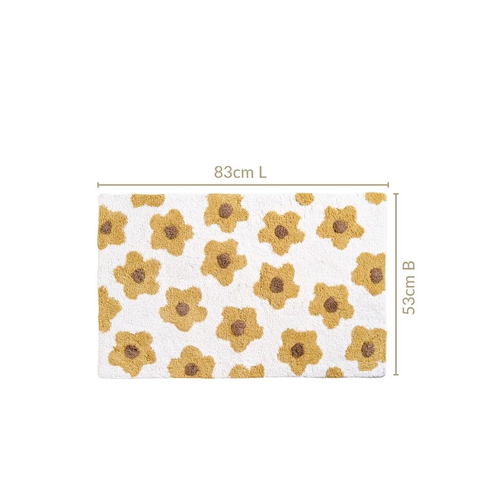 Anti Slip Cotton Yellow Daisy Mat 83x53cm Nestasia