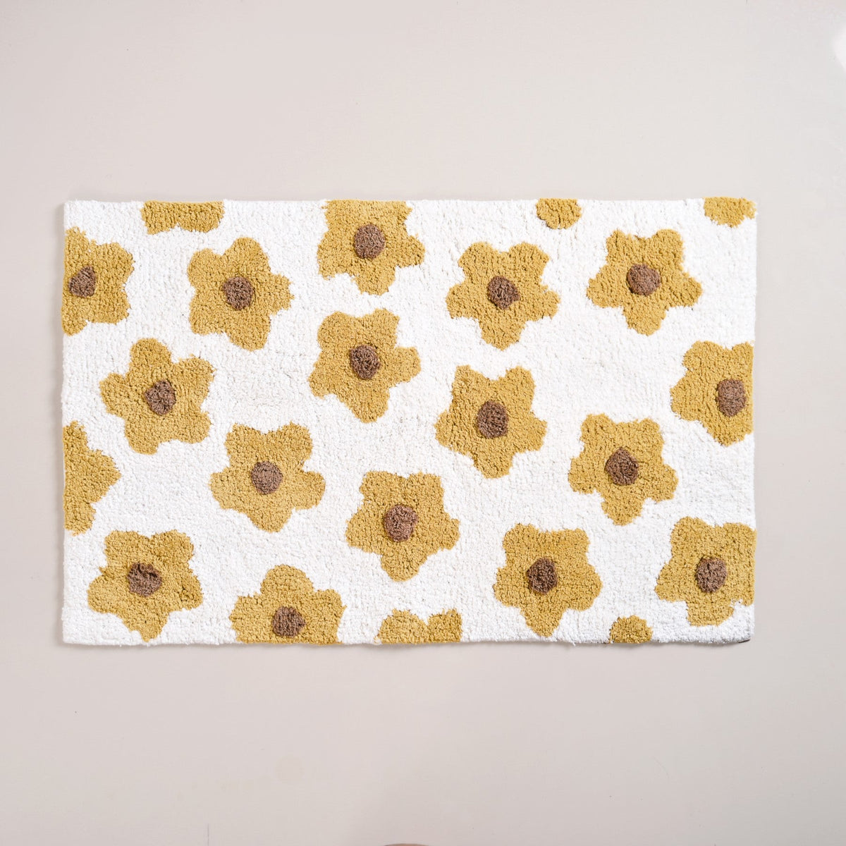Anti Slip Cotton Yellow Daisy Mat 83x53cm Nestasia
