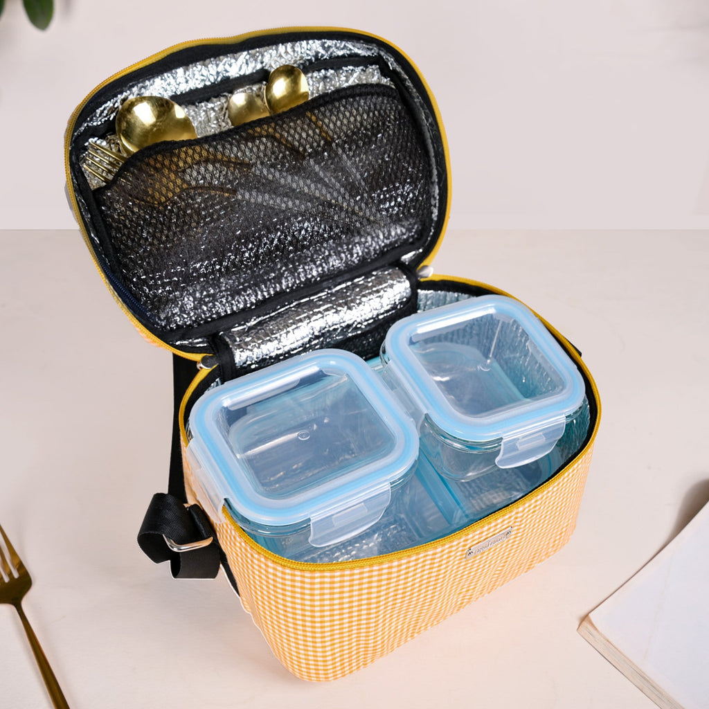 Sunshine Checkered Insulated Lunch Bag Nestasia