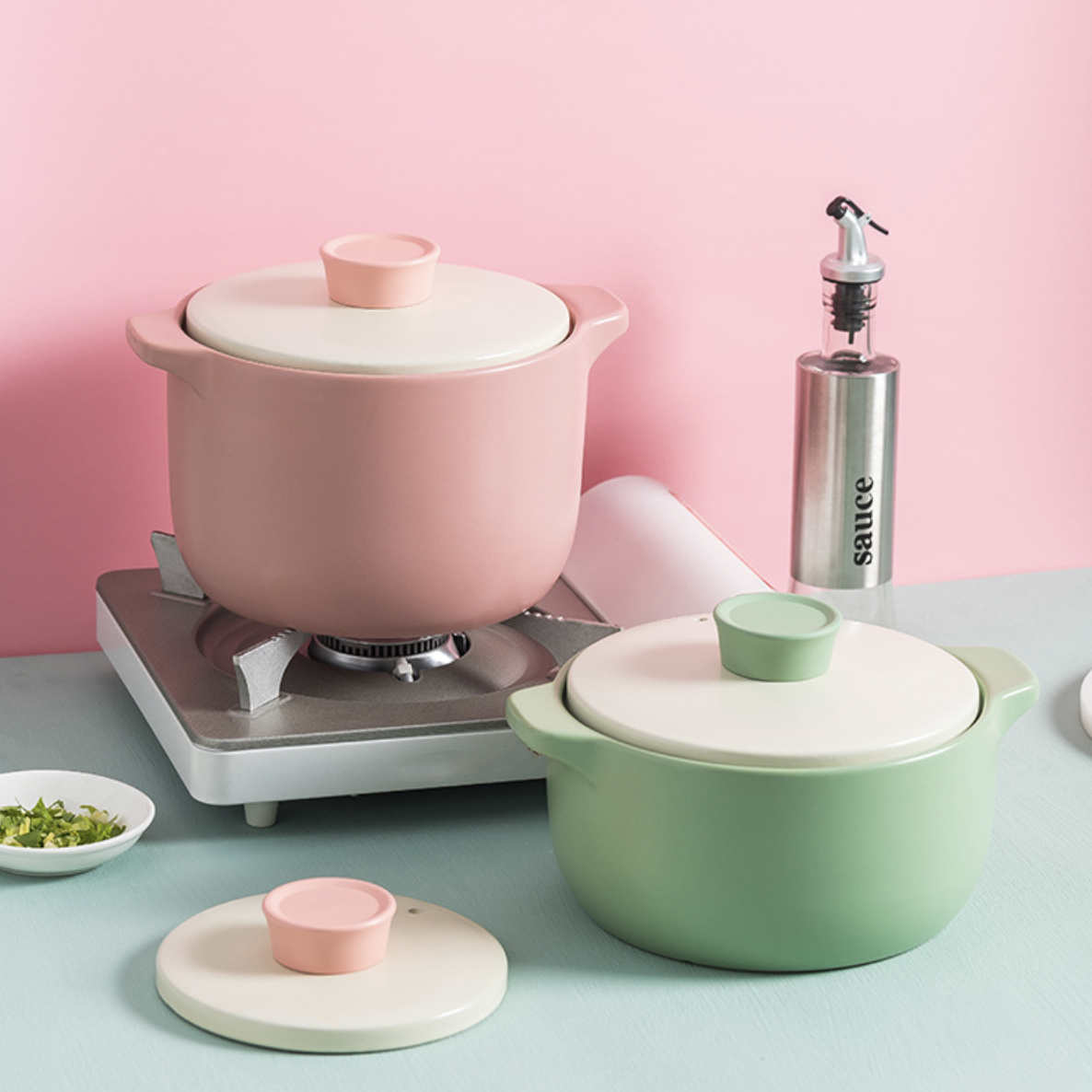 Pastel Green Cooking Pot Nestasia