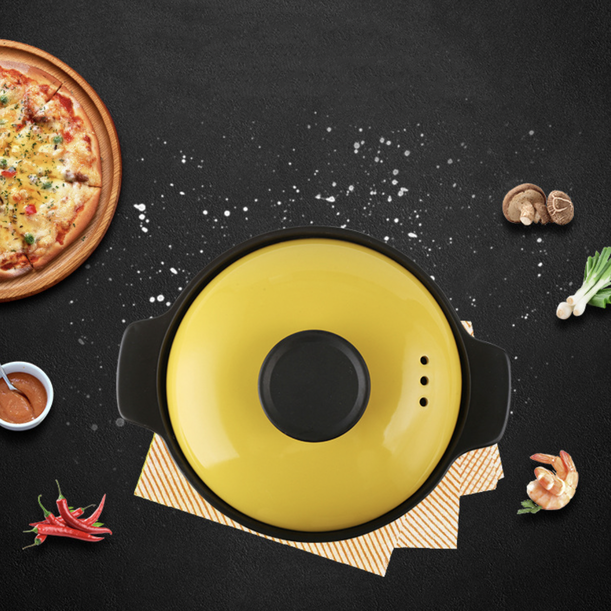 Printed Yellow Cooking Pot Large Nestasia