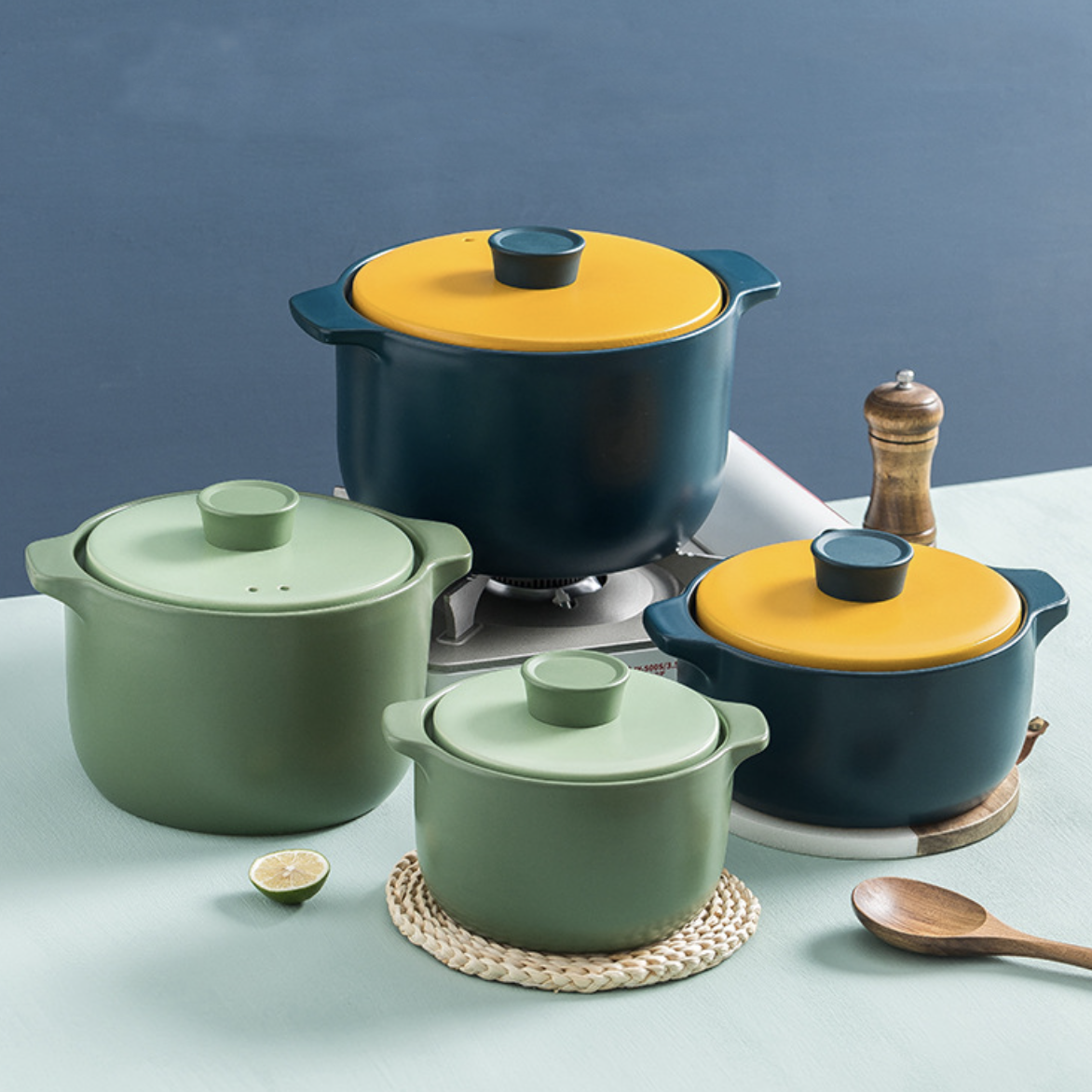 Dark Green Cooking Pot Nestasia