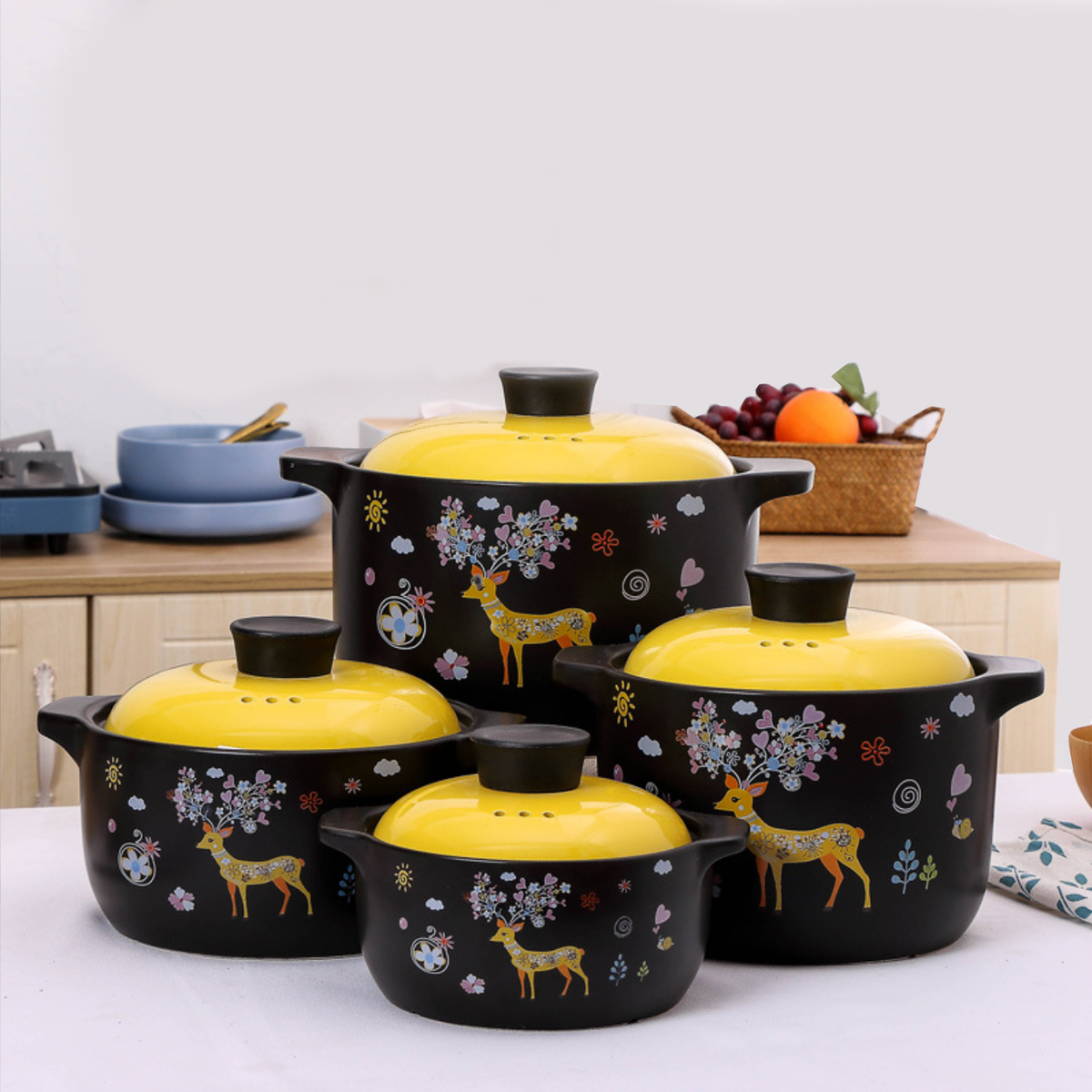 Printed Yellow Cooking Pot Small Nestasia
