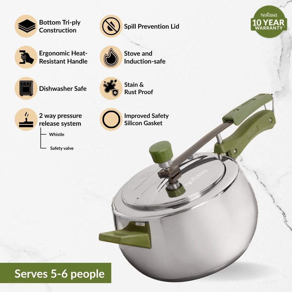 Zesta Stainless Steel Induction Bottom Pressure Cooker 5 Litre 10 Y Warranty Nestasia