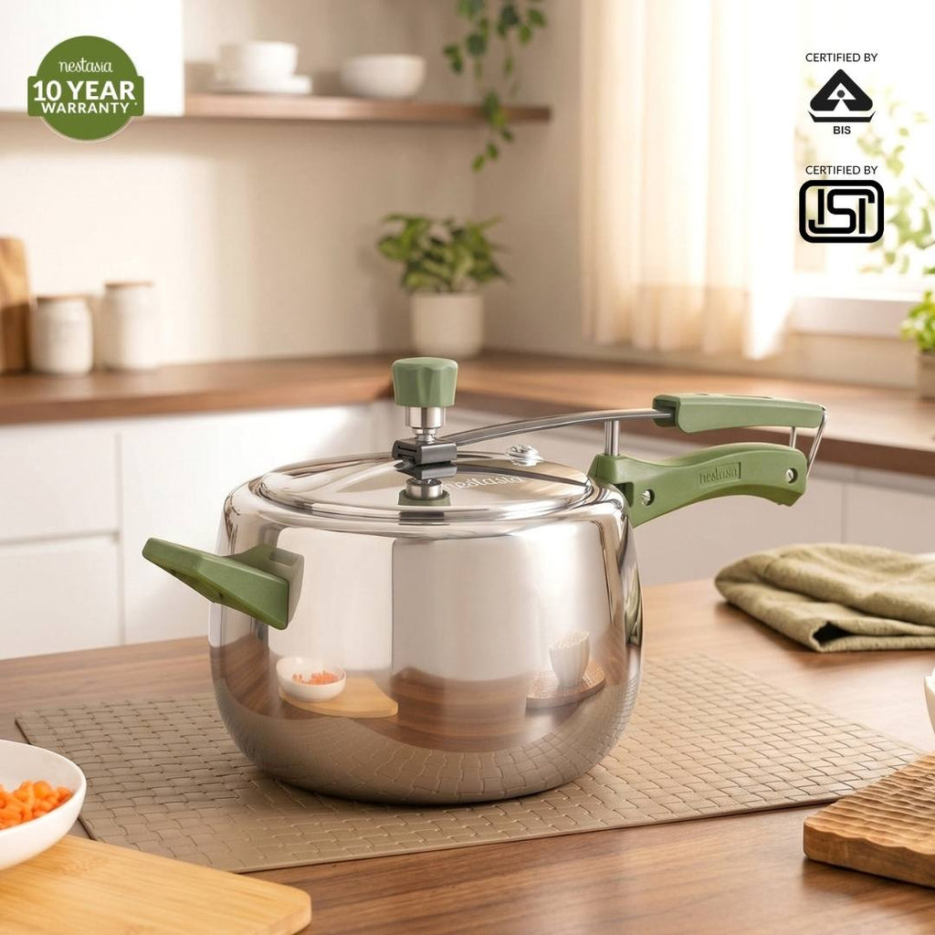 Zesta Triply Stainless Steel Inner Lid Induction Safe Pressure Cooker 5 Litre Nestasia