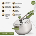 Zesta Triply Stainless Steel Inner Lid Induction Safe Pressure Cooker 5 Litre Nestasia