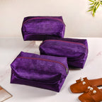 Purple Zippered Shoe Bags For Travel Large Set Of 3 Nestasia