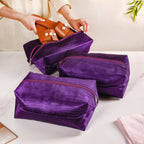 Purple Zippered Shoe Bags For Travel Large Set Of 3 Nestasia