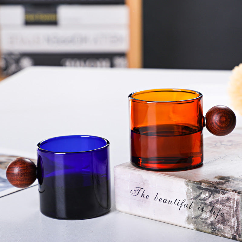Glass Mug Amber With Knob Handle Small Nestasia